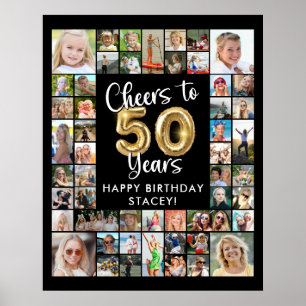50. Geburtstag 51 Foto-Collage Prost auf 50 Jahre Poster