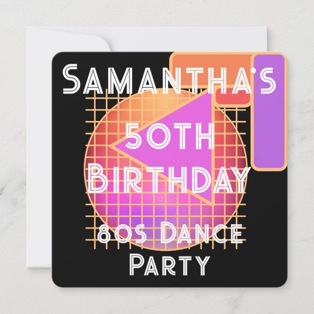 50. Geburtstag 80er Dance Party Geburtstag Einladung (Vorderseite)