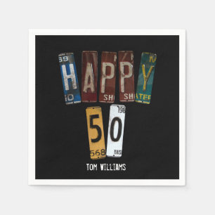 50. Geburtstag alte Nummernschilderkollektion Serviette