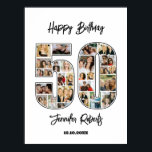 50. Geburtstag Alter Nummer 50 Custom Foto Collage Poster<br><div class="desc">Feiern Sie mit dieser druckbaren Foto-Collage den 50. Geburtstag. Wählen Sie Ihre Lieblings-Fotos zur Anzeige aus. Passen Sie den Namen, den Text und das Datum an, um Ihren Anlass anzupassen. Dies wird ein schöner Sake mit personalisierter Botschaft sein, um mit Familie und Freunden zurückzublicken. Wenn Sie eine andere Nummer als...</div>