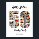 50. Geburtstag Alter Nummer 50 Custom Foto Collage Poster<br><div class="desc">Feiern Sie mit dieser druckbaren Foto-Collage den 50. Geburtstag. Wählen Sie Ihre Lieblings-Fotos zur Anzeige aus. Passen Sie den Namen, den Text und das Datum an, um Ihren Anlass anzupassen. Dies wird ein schöner Sake mit personalisierter Botschaft sein, um mit Familie und Freunden zurückzublicken. Wenn Sie eine andere Nummer als...</div>