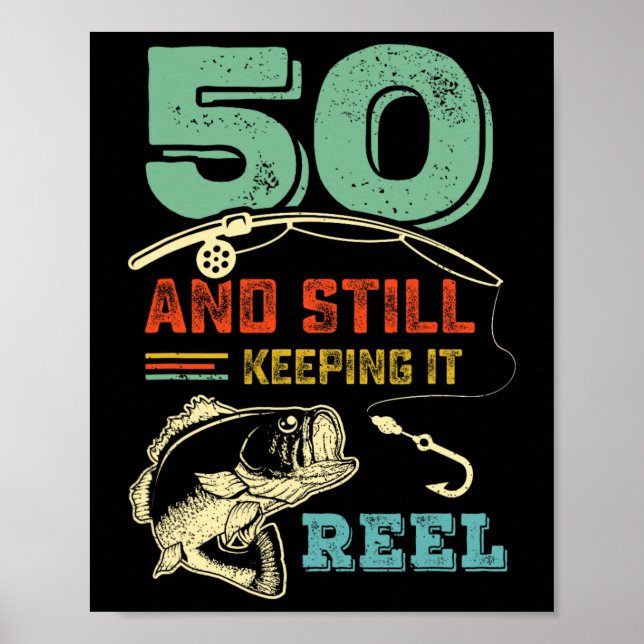 50. Geburtstag Angeln 50 Fischer Mens Pu Poster (Vorne)