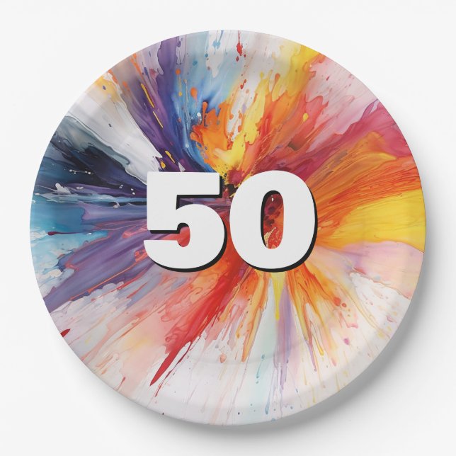 50. Geburtstag, Anstrich Pappteller (Vorderseite)
