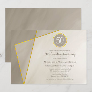 50. Geburtstag antikes graues Goldrahmen Einladung