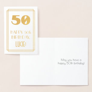 50. Geburtstag: Art Deco Inspiriert Look "50" & Na Folienkarte