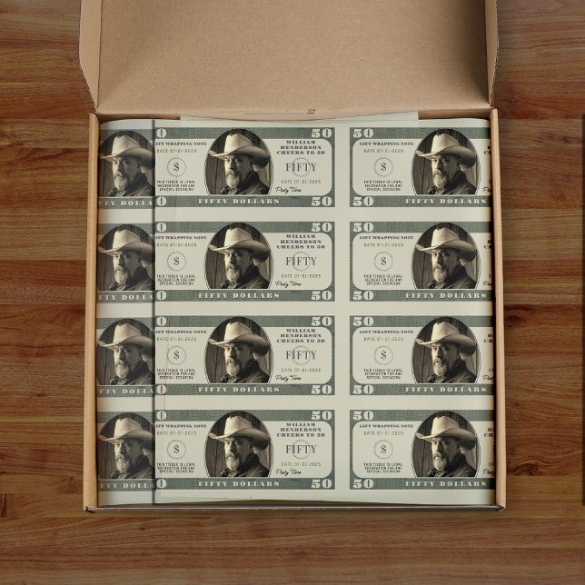 50. Geburtstag auf 50 Dollar Seidenpapier (Von Creator hochgeladen)