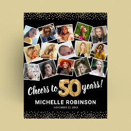50. Geburtstag Black Gold Foto Party Poster
