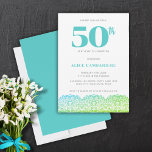 50. GEBURTSTAG BLAUER LACE EINLADUNG<br><div class="desc">Blauer und grüner Neonlace für die perfekte 50. Geburtstagsparty</div>