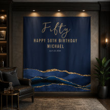 50. Geburtstag Blue Gold Agate Foto Hintergrund