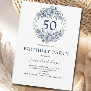 50. Geburtstag Blumenblume Botanische Einladung