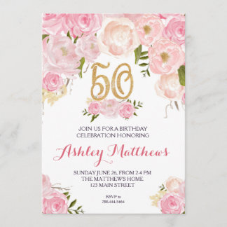 50. Geburtstag Blumeneinladung, Einladung