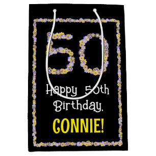 50. Geburtstag: Blumennummer, Individuelle Name, B Mittlere Geschenktüte