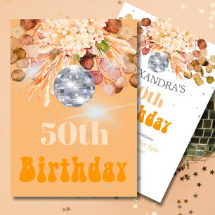 50. Geburtstag Blumenorange Diskothek Ball Einladung