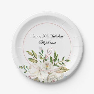 50. Geburtstag Blumenpapierplatte Pappteller