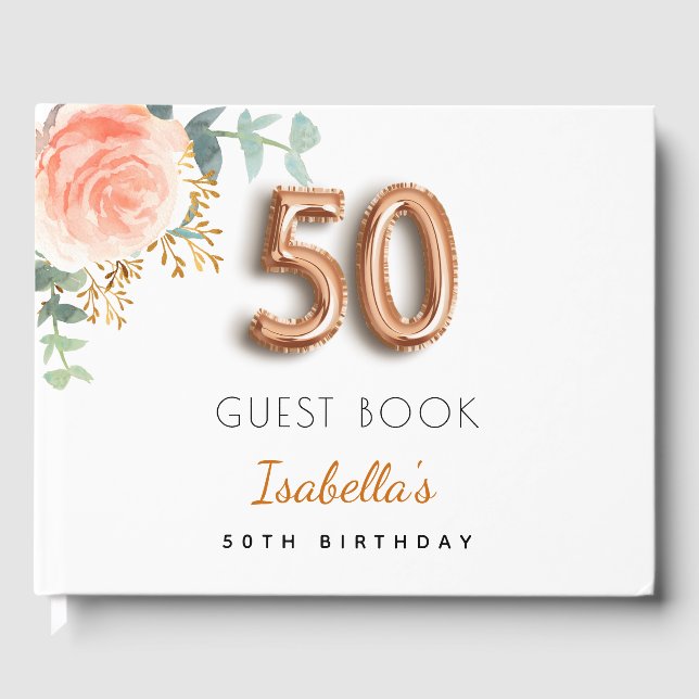 50. Geburtstag Blumenzwiebeln Rose Eukalyptus Gästebuch (Vorderseite)