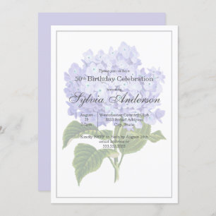 50. Geburtstag Botanisches Hydrangea Einladung