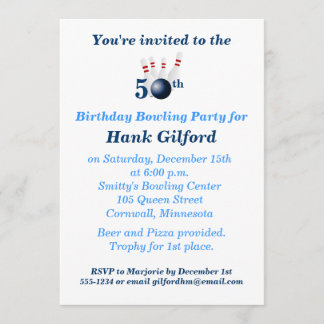 50. Geburtstag Bowling Party Einladung