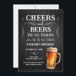 50. Geburtstag Chalkboard Invitati Einladung<br><div class="desc">Biersorten und Biersorten zum Geburtstag. Einfach zu personalisieren. Alle Texte sind individuell einstellbar und lassen sich für Ihr eigenes Party leicht ändern. Chalkboard und rustikale Hintergrundelemente. Fun Chalkboard Wirbel und Schnörkel. Tasse von Aquarellbier. Einladungen für ihn. Bar oder Hinterhof GRILLEN Geburtstagsdesign. Jedes Alter,  ändern Sie einfach den Text.</div>