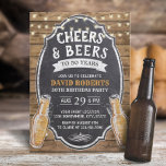 50. Geburtstag Cheers & Biers Rustikale Halbpensio Einladung<br><div class="desc">Cheers & Biere Rustikales Chalkboard 50. Geburtstag Einladungen.</div>