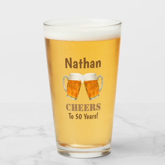 50. Geburtstag Cheers bis 50 Jahre Bierpint Glas (Vorne (Gefüllt))