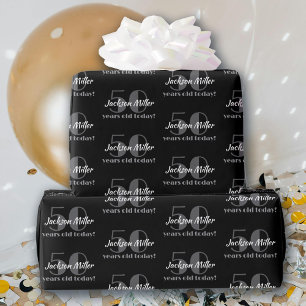50. Geburtstag Chic Black and White Custom Geschenkpapier