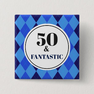 50. Geburtstag Cool Blue Fantastic Button