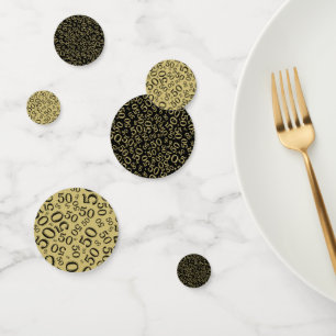 50. Geburtstag Cooles Zahlenmuster Gold und Schwar Konfetti