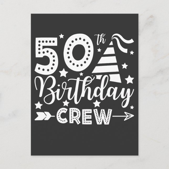 50. Geburtstag Crew 50 Party Crew Postkarte (Vorderseite)