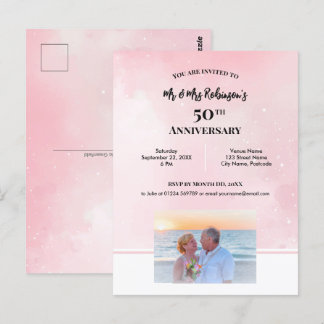 50. Geburtstag Custom Fotograf Starry Pink Postkarte