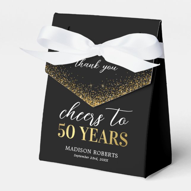 50. Geburtstag Danke, Black Gold Geschenkschachtel (Vorderseite)