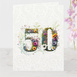 50. Geburtstag Dekorative Wildblume Text Karte