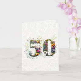 50. Geburtstag Dekorative Wildblume Text Karte