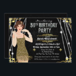 50. Geburtstag der 1920er Gatsby Flapper Girl Birt Einladung<br><div class="desc">Feiern Sie wie in den zwanziger Jahren mit unserer fabelhaften,  von Gatsby inspiriert Einladung. Ob Sie einen Junggeselinnen-Abschied oder eine Geburtstagsfeier planen,  bringen Sie Ihre Veranstaltung in die Zeit der Kunst-Déco-Zeit zurück und erleben Sie das großartige Leben.</div>