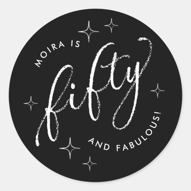 50. Geburtstag des modernen Schwarzen Runder Aufkleber (Vorderseite)