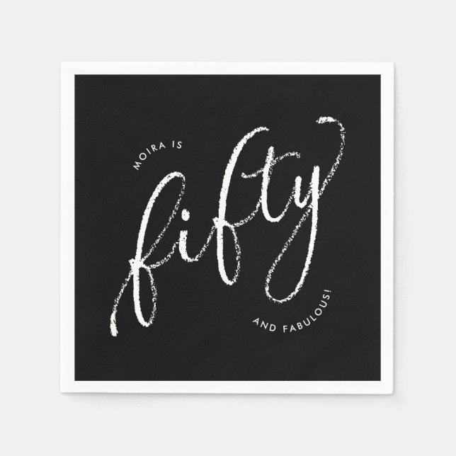50. Geburtstag des modernen Schwarzen Serviette (Vorderseite)
