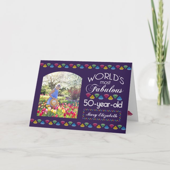 50. Geburtstag Die mächtigsten Edelsteine Lila Ihr Karte (Vorderseite)