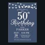 50. Geburtstag Einladung Blau<br><div class="desc">50. Geburtstag Einladung mit String Lights. Blauer Hintergrund Männer oder Frauen zum Geburtstag. 13. 15. 16. 18. 20. 21. 30. 40. 50. 60. 70. 80. 90. 100. Jegliches Alter. Für weitere Anpassungen klicken Sie bitte auf die Schaltfläche "Anpassen" und verwenden Sie unser Designwerkzeug, um diese Vorlage zu ändern.</div>