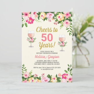 50. Geburtstag Einladung Feminine Floral