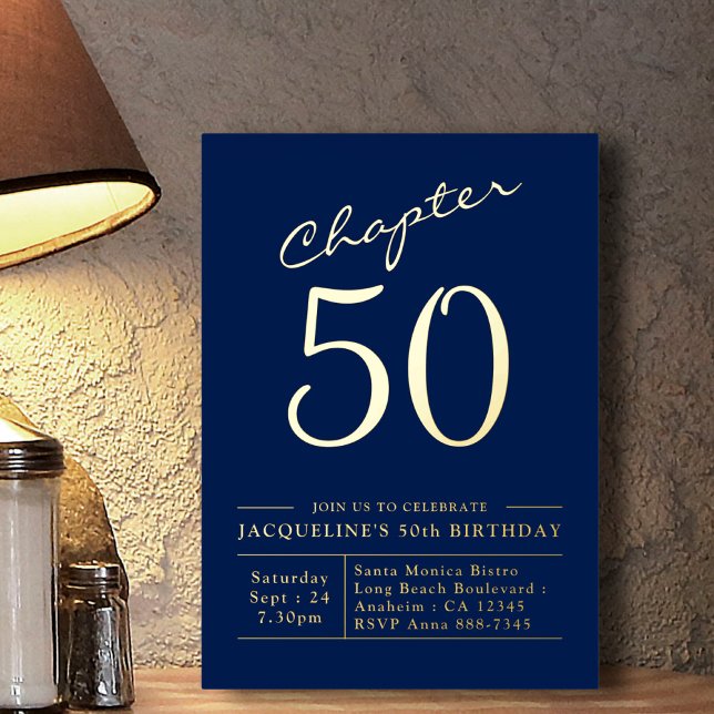 50. Geburtstag Einladung Navy Blue Gold (Von Creator hochgeladen)
