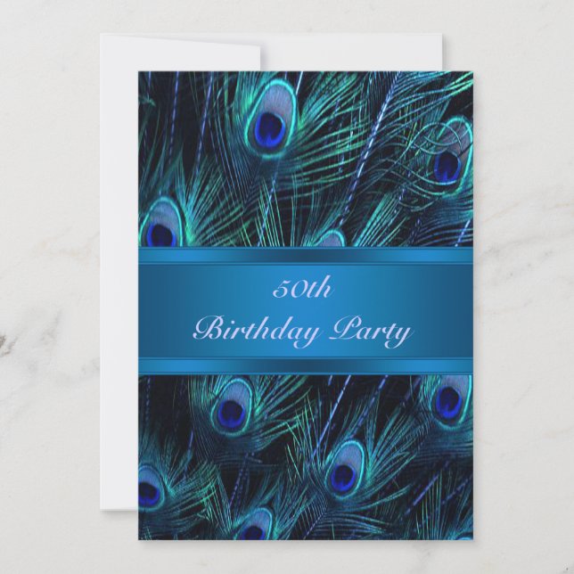 50. Geburtstag Einladung Peacock 50. Geburtstag (Vorderseite)