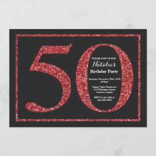 50. Geburtstag Einladung Roter Glitzer Chalkboard