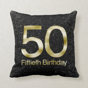 50. Geburtstag, eleganter schwarzer Goldzauber Kissen