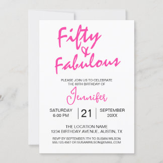 50. Geburtstag, fabelhaftes Pink Einladung