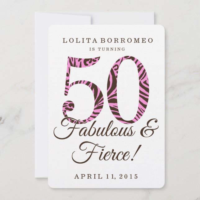 50. Geburtstag Fabulous & Fierce Party Einladung (Vorderseite)