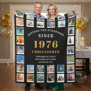50. Geburtstag Familien Erinnerungen Foto-Collage Fleecedecke
