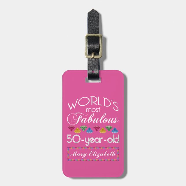50. Geburtstag Fantastische Gemische Himbeere Rosa Gepäckanhänger (Vorderseite vertikal)