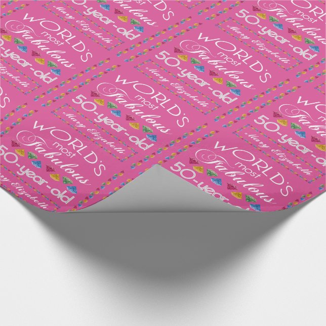 50. Geburtstag Fantastische Gemische Himbeere Rosa Geschenkpapier (Ecke)