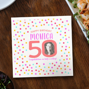 50. Geburtstag farbenfrohes Korallenkonfetti benut Serviette