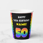 50. Geburtstag: Farbiger Regenbogen # 50, Individu Pappbecher<br><div class="desc">Dieses kühn und optimistisch gestaltete Papier-Becherdesign zeigt die Zahl "50" mit einem vielfarbigen Regenbogenspektrum,  inspiriert Farbverlaufsmuster,  zusammen mit der Meldung "HAPPY 50 th BIRTHDAY" und einem personalisierten Empfängernamen. Fröhliche Papiertassen wie diese könnten sich in einem Party zu Ehren von jemandem zum 50. Geburtstag amüsieren. [~Z0000639]</div>
