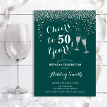 50. Geburtstag - Feiern bis 50 Jahre Grünes Silber Einladung<br><div class="desc">Einladung zum 50. Geburtstag. Bis 50 Jahre! Elegantes Design in Grün,  Weiß und Silber. Mit Champagnergläsern,  Script-Schriftart und Glitzer silber Konfetti. Ideal für eine stilvolle 50. Geburtstagsfeier. Personalisieren Sie Ihre persönlichen Daten. Kann für jedes Alter angepasst werden.</div>